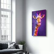 Purple Giraffe | Glass Wall Art - Artdesigna