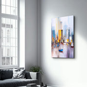 Abstract Boats and Buildings | Glass Wall Art - Artdesigna