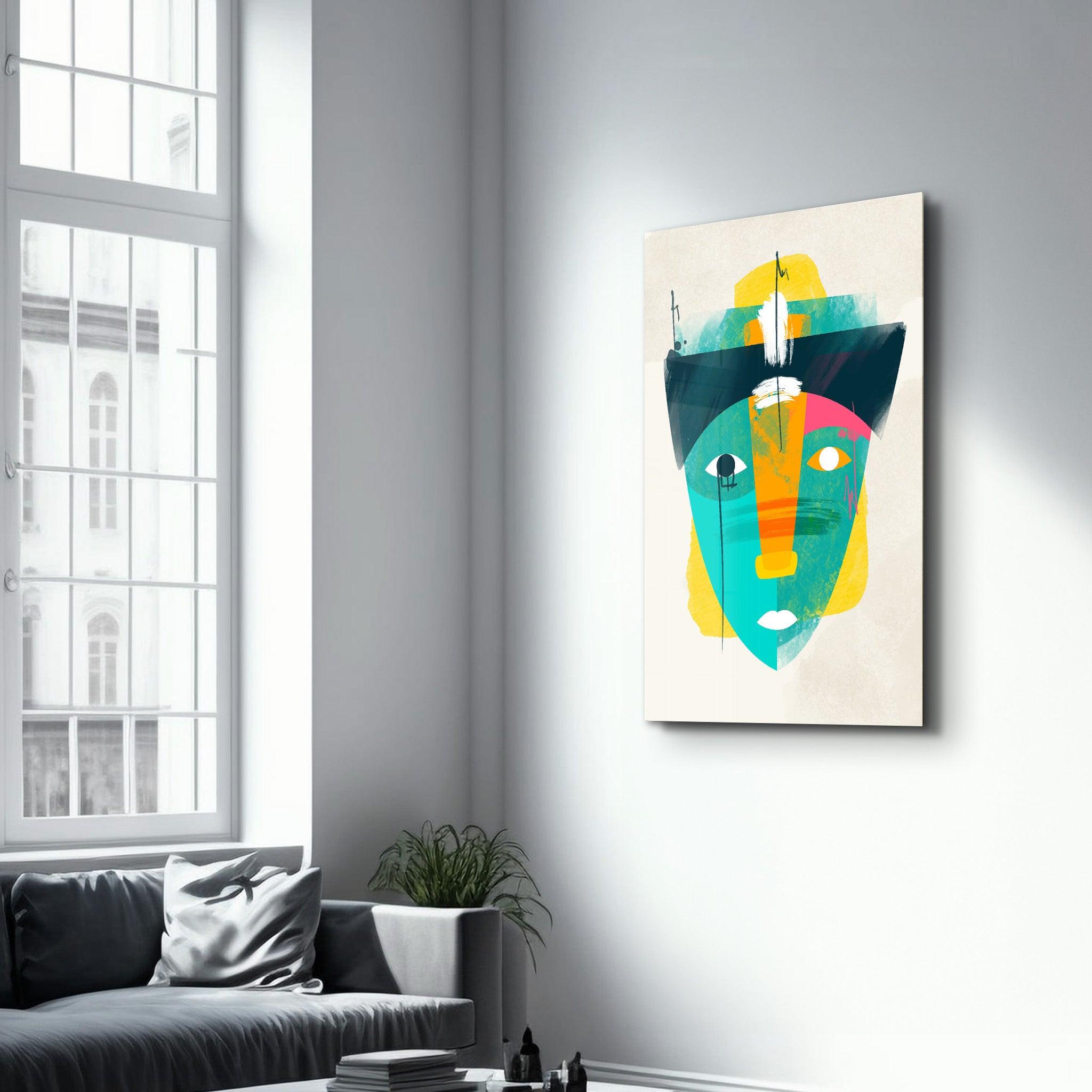 Abstract Colorful Face V2 | Glass Wall Art - Artdesigna