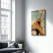 Silhouette Of Eiffel | Glass Wall Art - Artdesigna