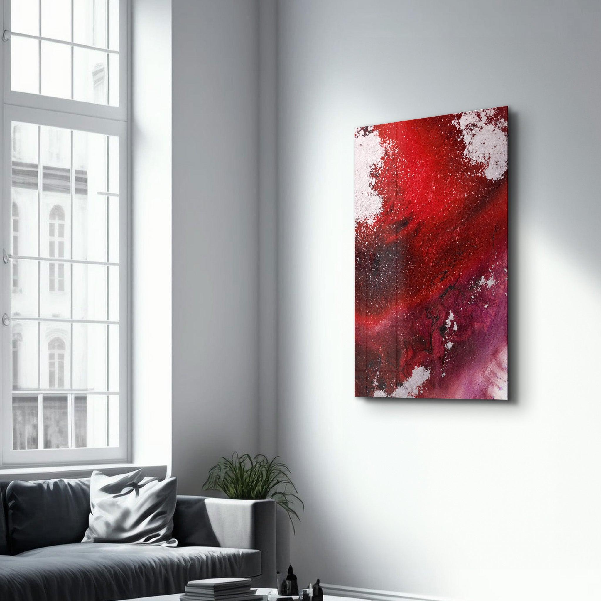 Bird's Eye In Red | Glass Wall Art - Artdesigna