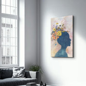 Abstract Women and Flowers | Glass Wall Art - Artdesigna