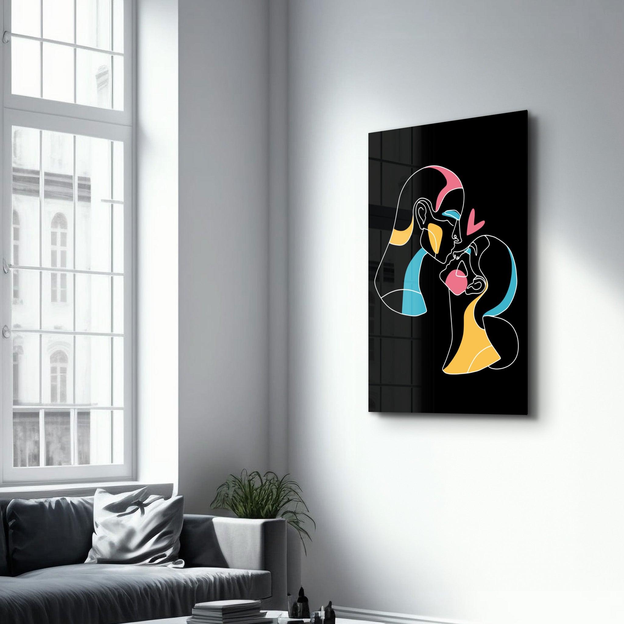 Modern Line Abstract V6 | Glass Wall Art - Artdesigna