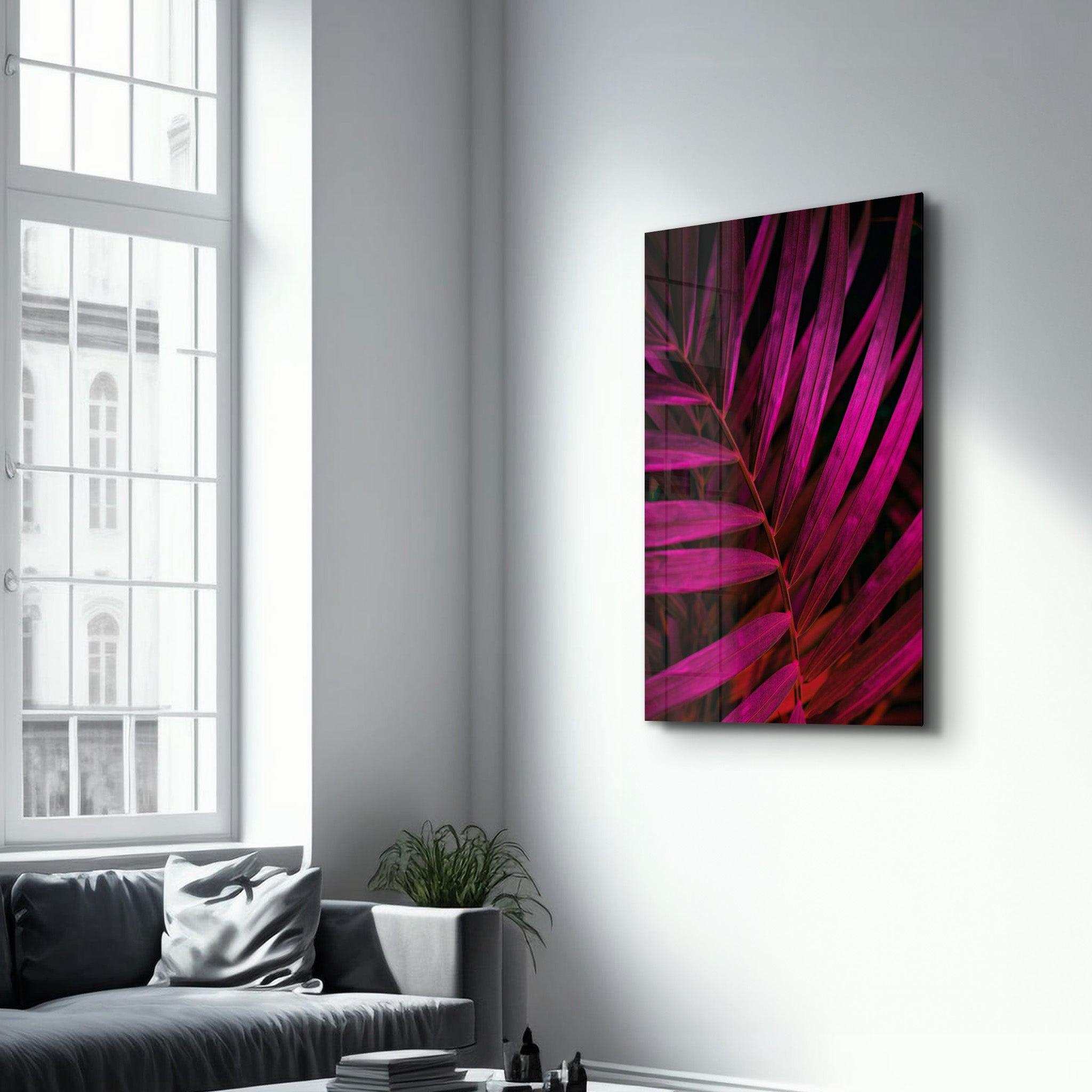 Purple Leaves | Glass Wall Art - Artdesigna