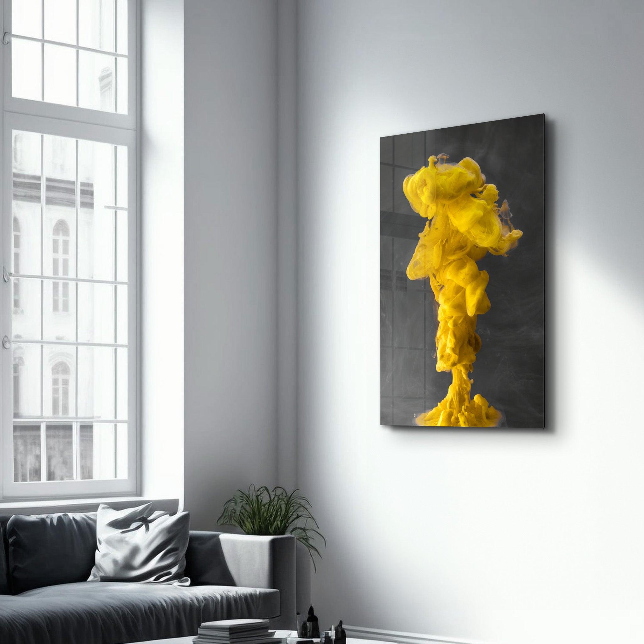 Yellow Fog | Glass Wall Art - Artdesigna