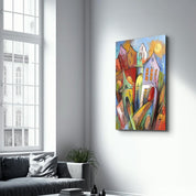 Oil Painting Dream Town | Glass Wall Art - Artdesigna