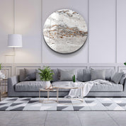 ・"Travertine - Gray "・Rounded Glass Wall Art - ArtDesigna Glass Printing Wall Art