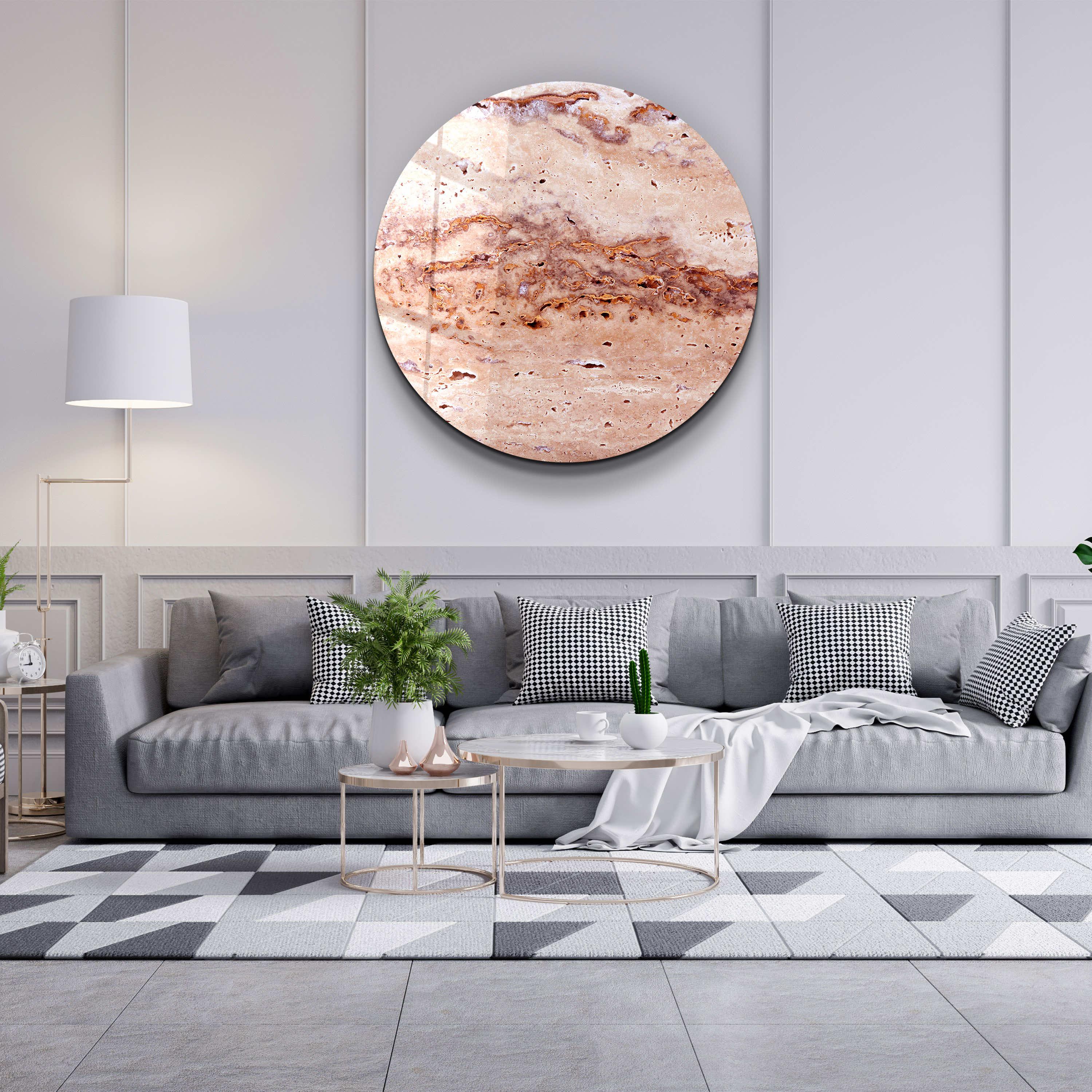 ・"Travertine - SunSet "・Rounded Glass Wall Art - ArtDesigna Glass Printing Wall Art