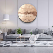 ・"Travertine Stone -Beige"・Rounded Glass Wall Art - ArtDesigna Glass Printing Wall Art