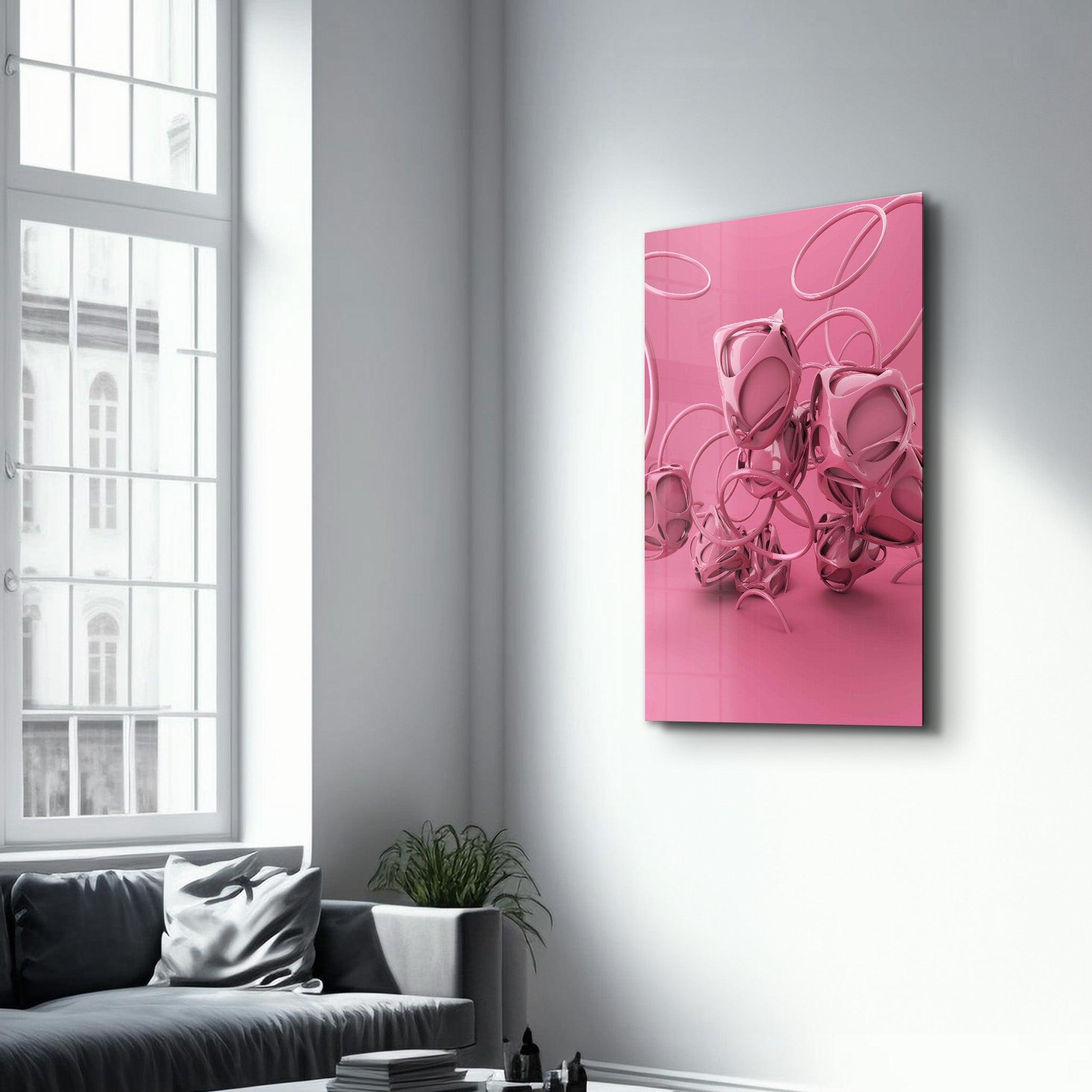 Abstract Pink Modern Design | Designer's Collection Glass Wall Art - Artdesigna