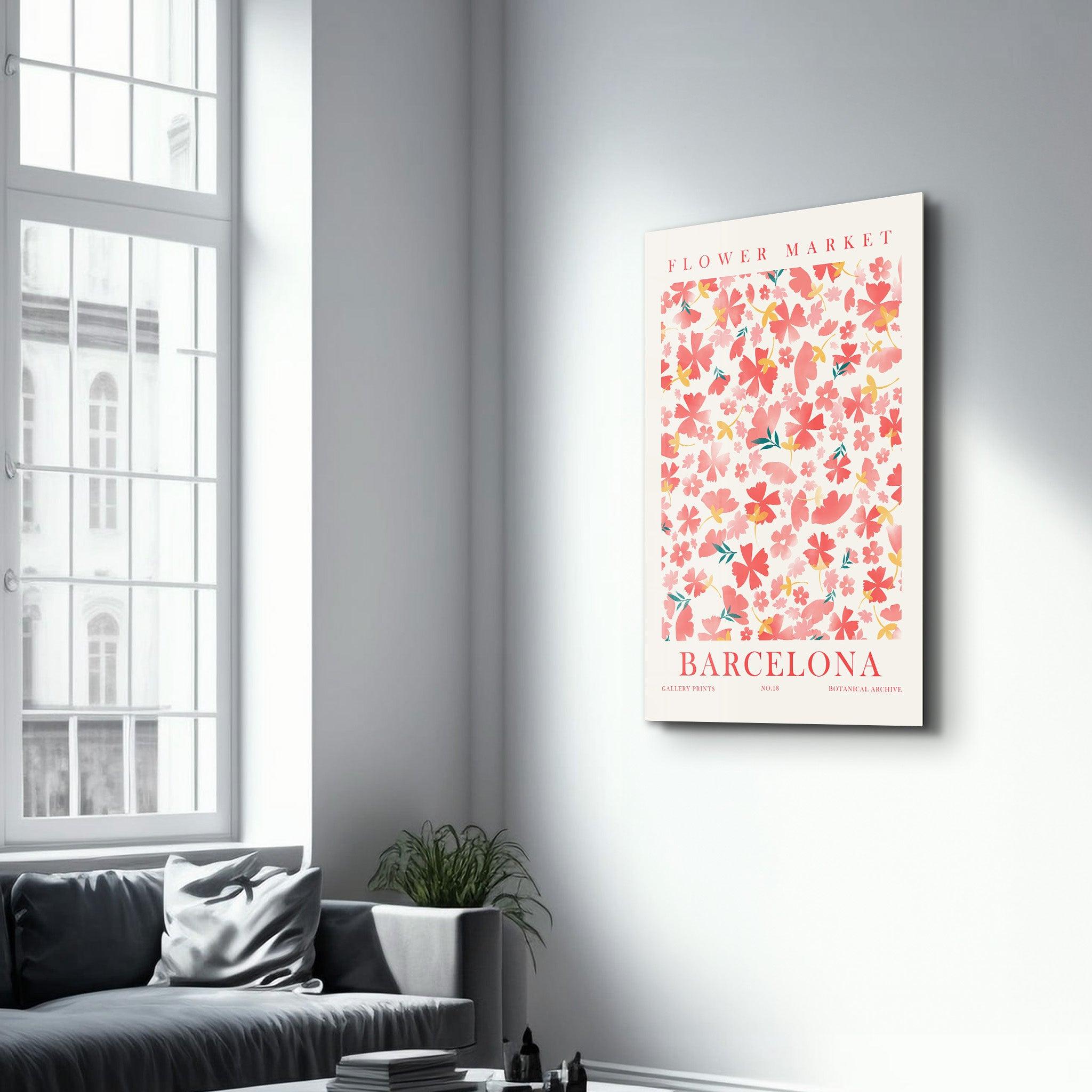 Flower Market No:18 Barcelona | Gallery Print Collection Glass Wall Art - Artdesigna