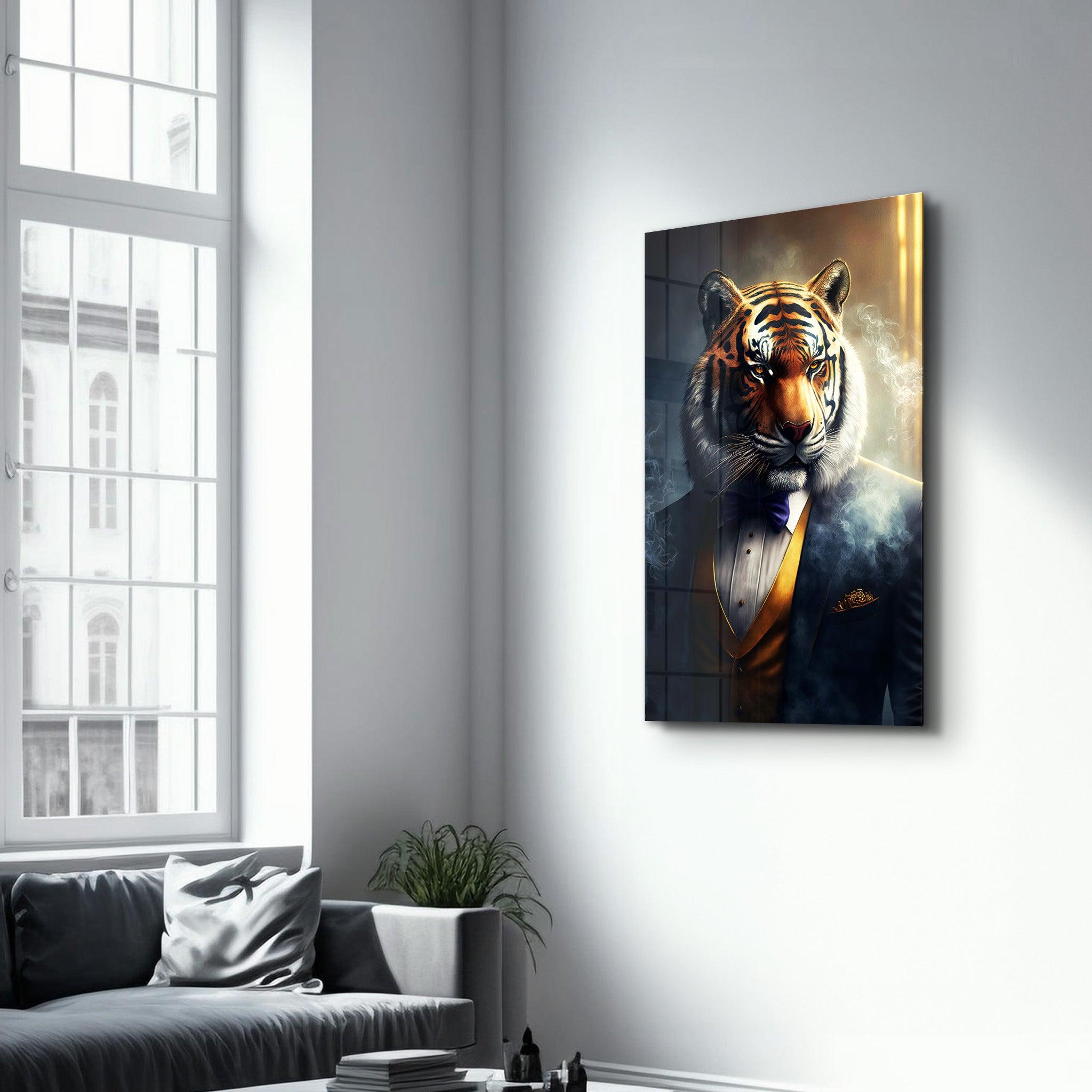 Mr. Tiger | Secret World Collection Glass Wall Art - Artdesigna