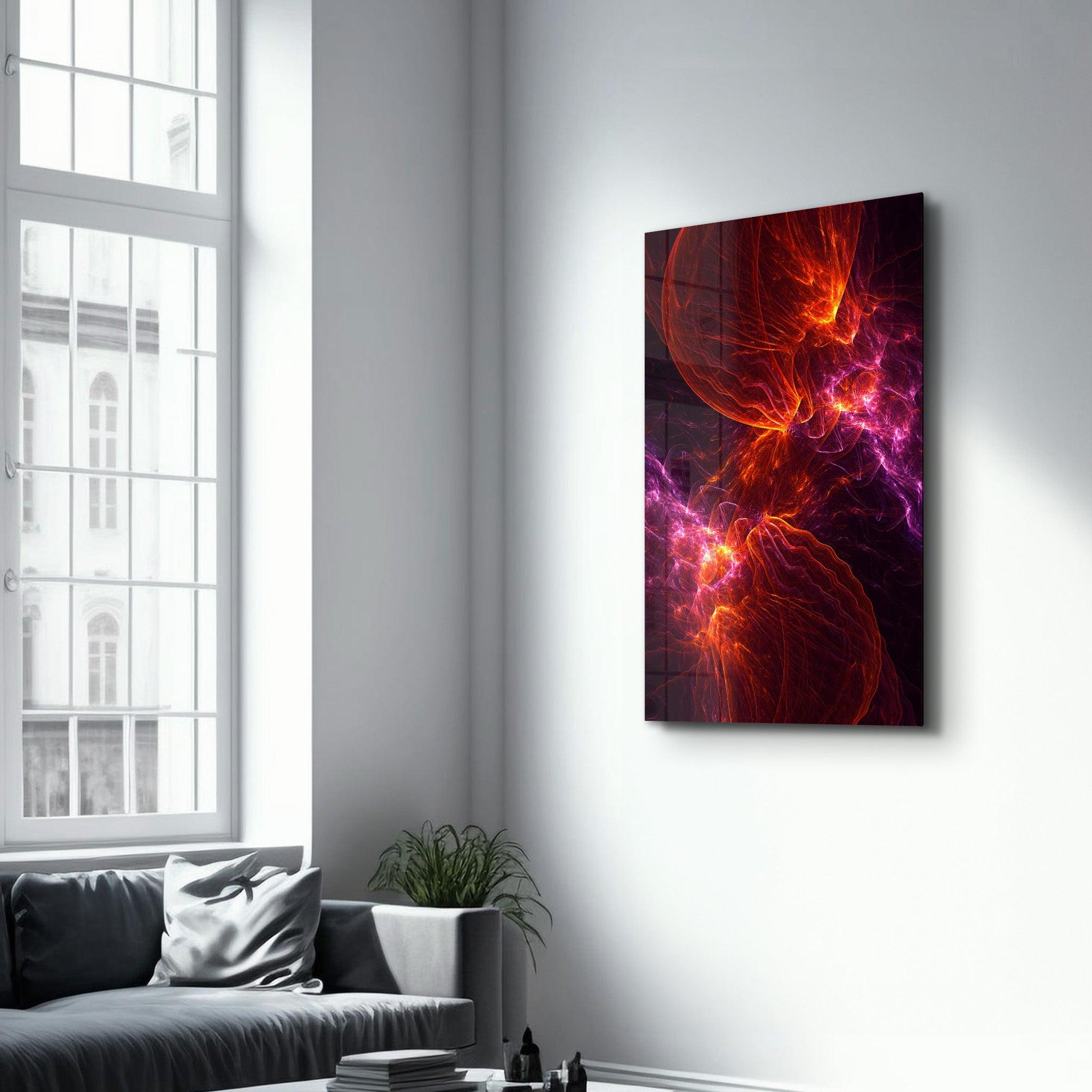 Purple & Red Flames 2 | Glass Wall Art - Artdesigna