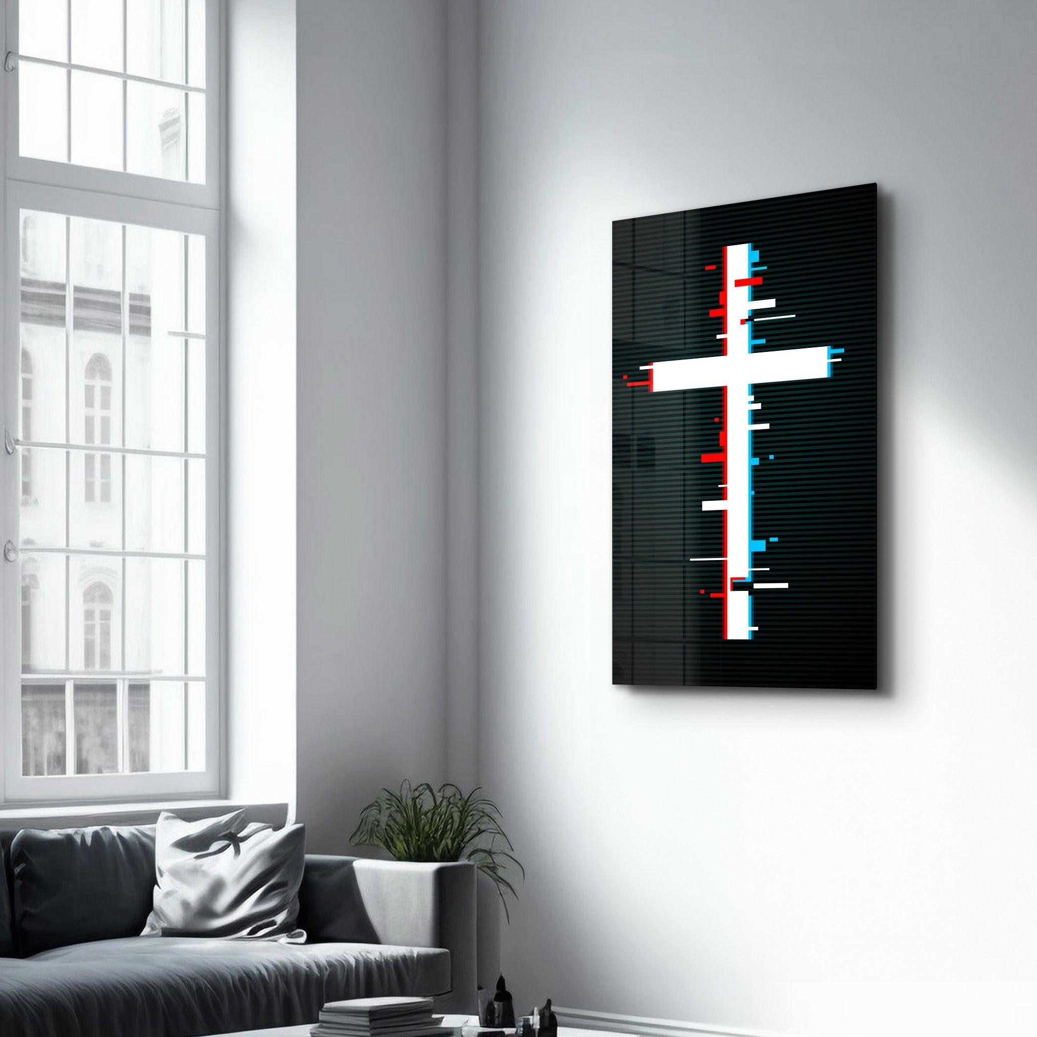 Cross - Trippy | Designers Collection Glass Wall Art - Artdesigna