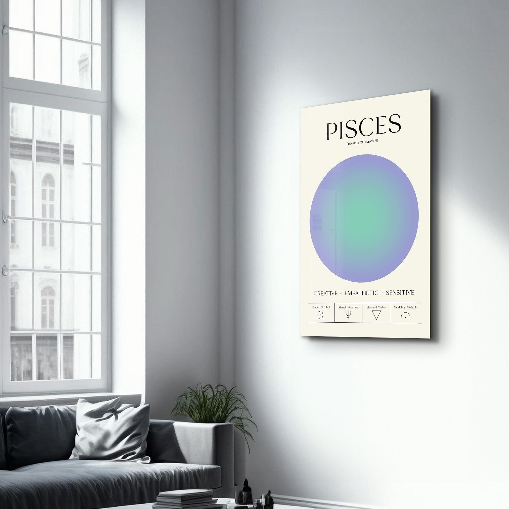 Pisces - Aura Collection | Zodiac Glass Wall Art - Artdesigna