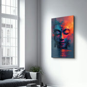 Buddha Oil Painting Style | Designers Collection Glass Wall Art - Artdesigna