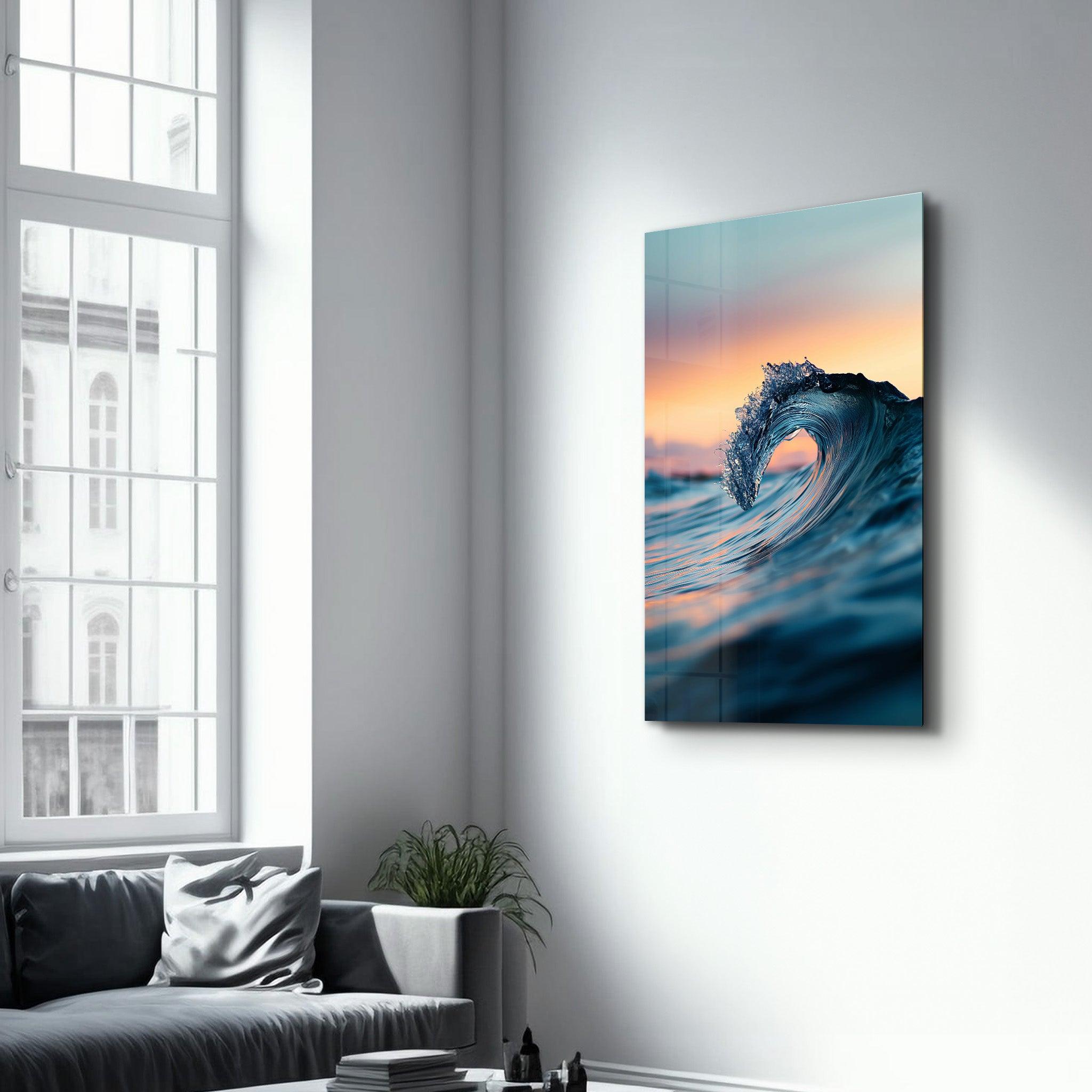 Small Wave in the Ocean | Glass Wall Art - Artdesigna