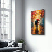 Walkin in the Rain | Glass Wall Art - Artdesigna