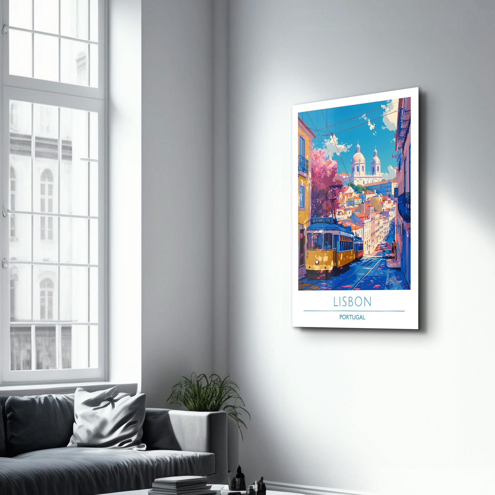 Lisbon Portugal-Travel Posters | Glass Wall Art - Artdesigna