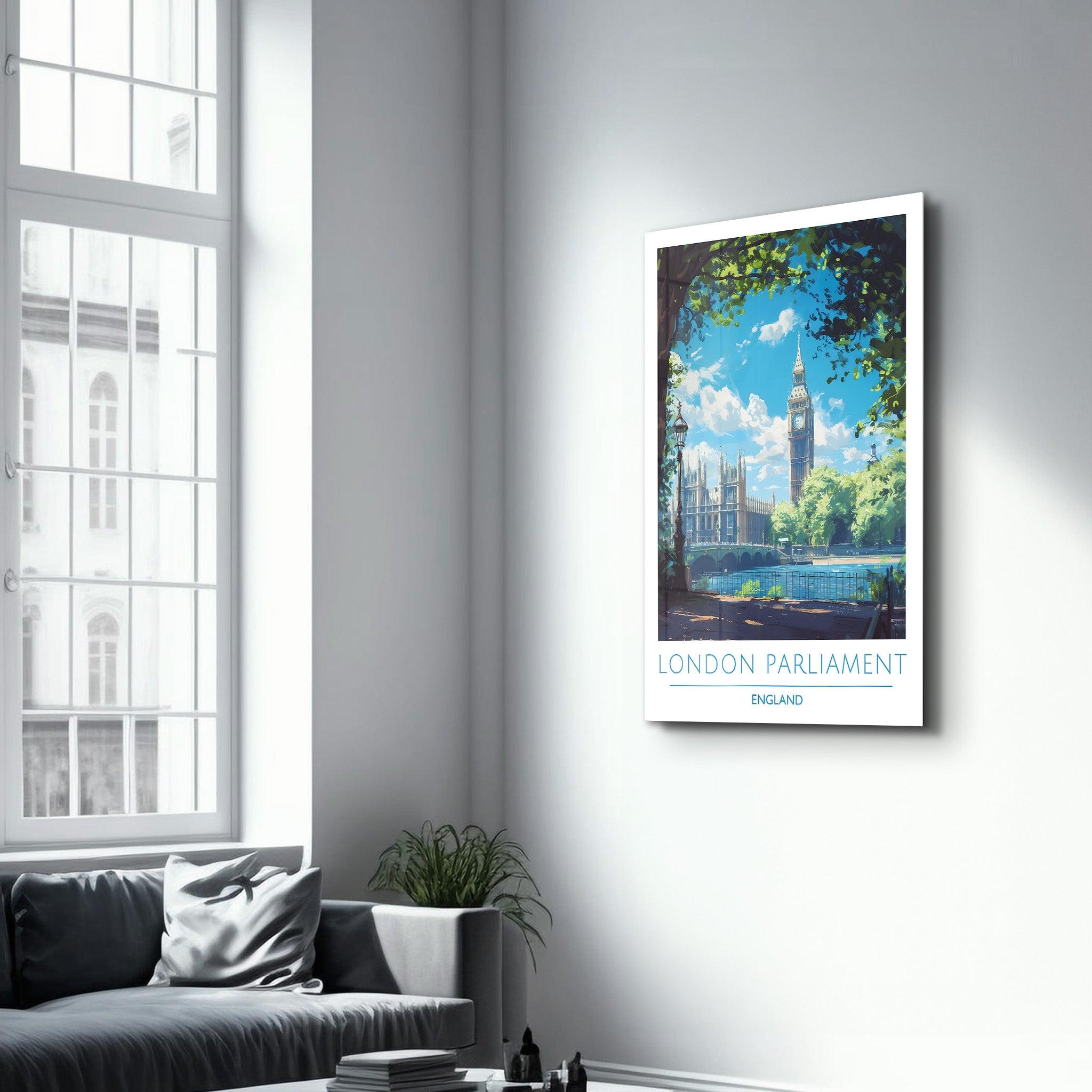 London Parliament England 1-Travel Posters | Glass Wall Art - Artdesigna