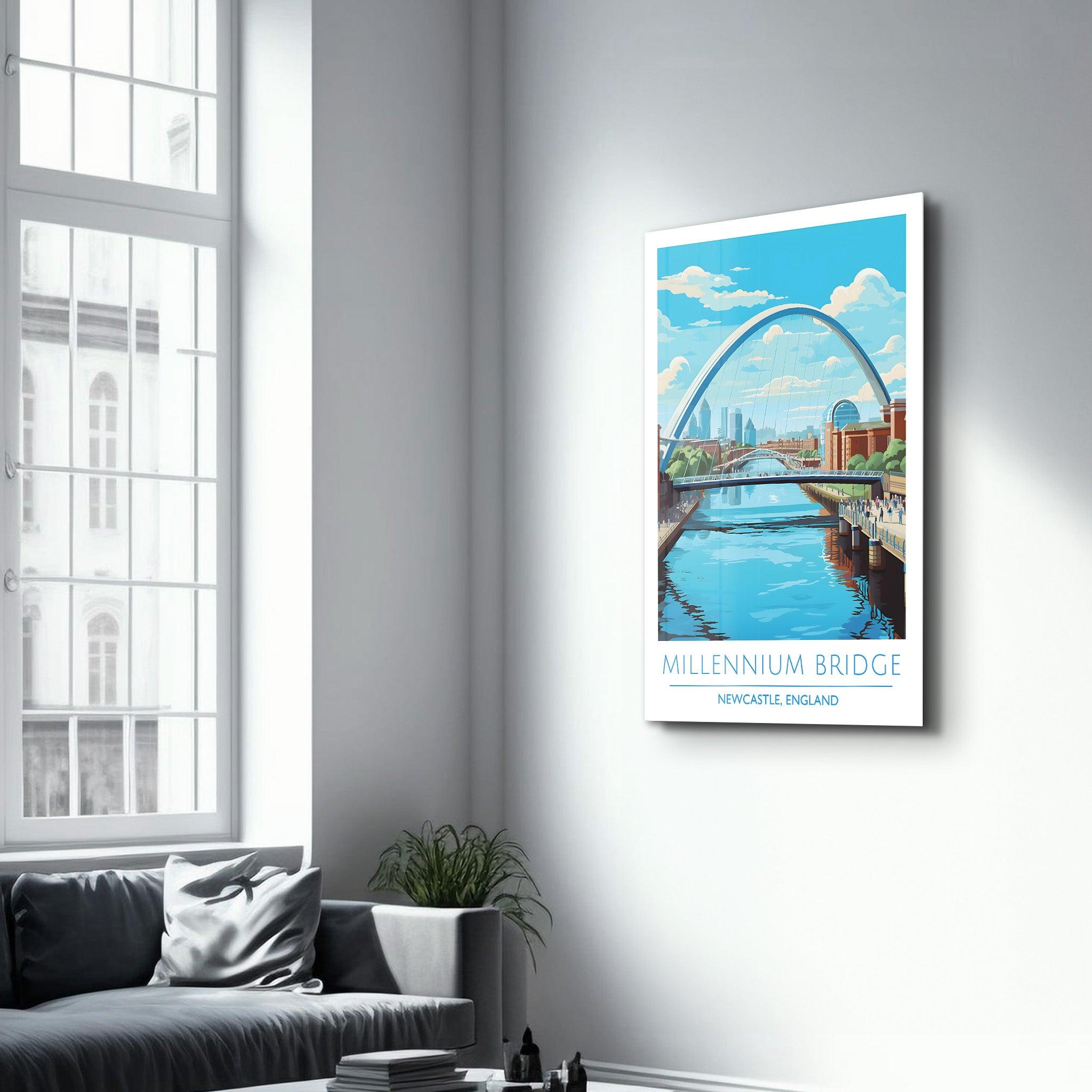 Millennium Bridge-Newcastle England-Travel Posters | Glass Wall Art - Artdesigna