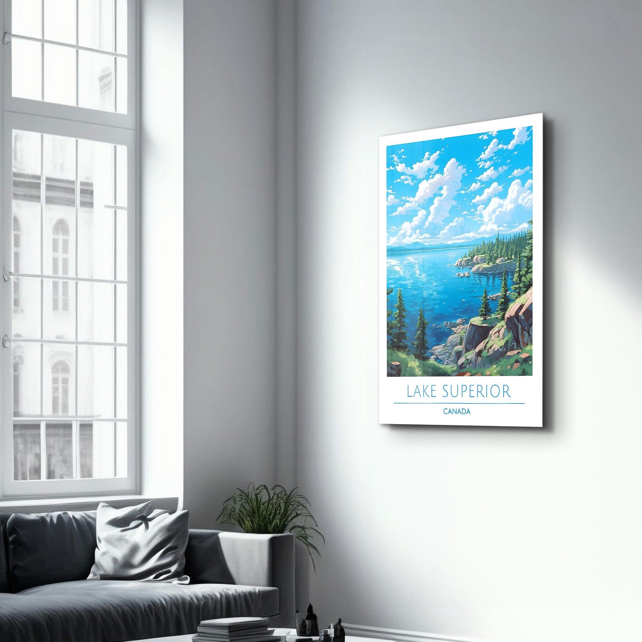 Lake Superior Canada-Travel Posters | Glass Wall Art - Artdesigna