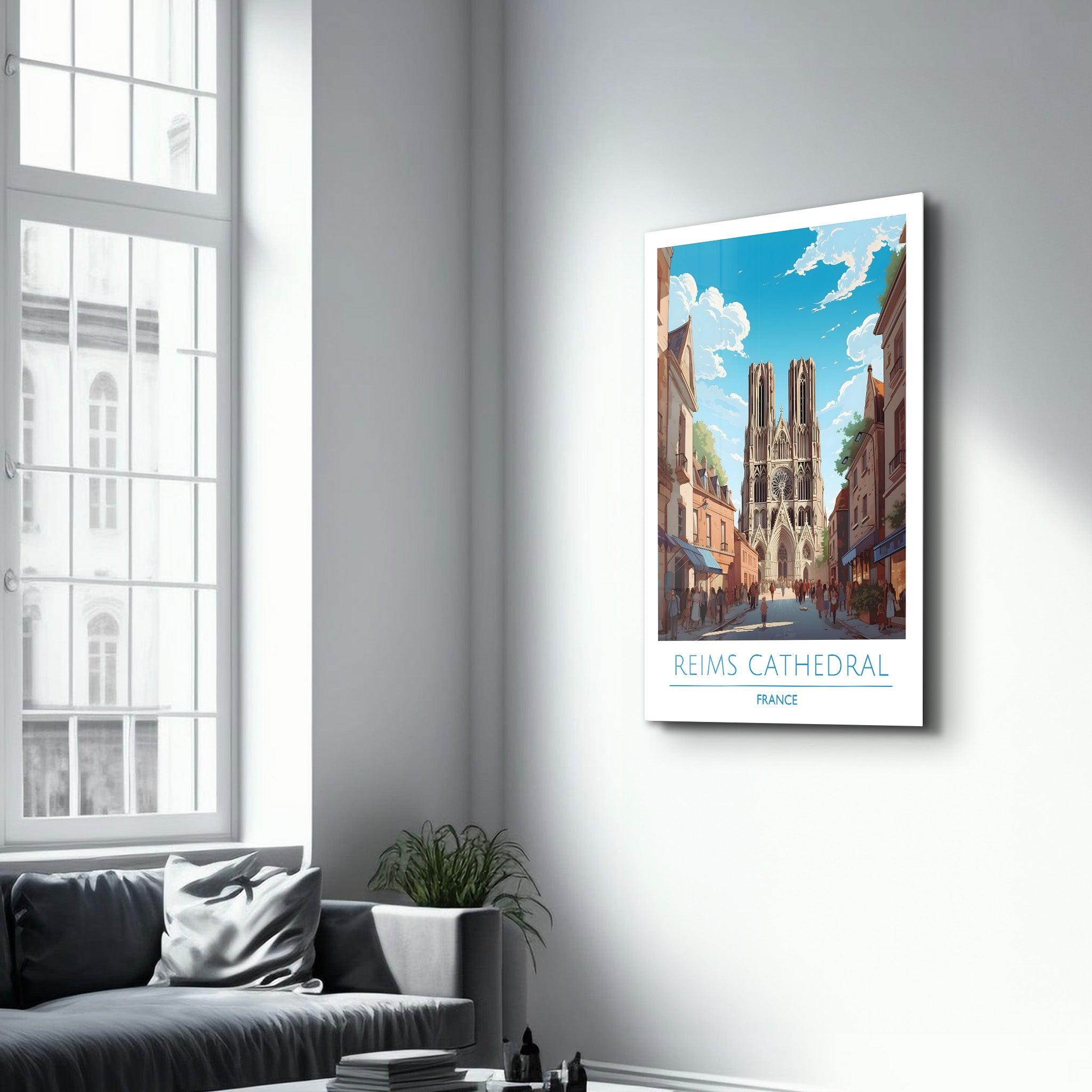 Reims Cathedral France-Travel Posters | Glass Wall Art - Artdesigna