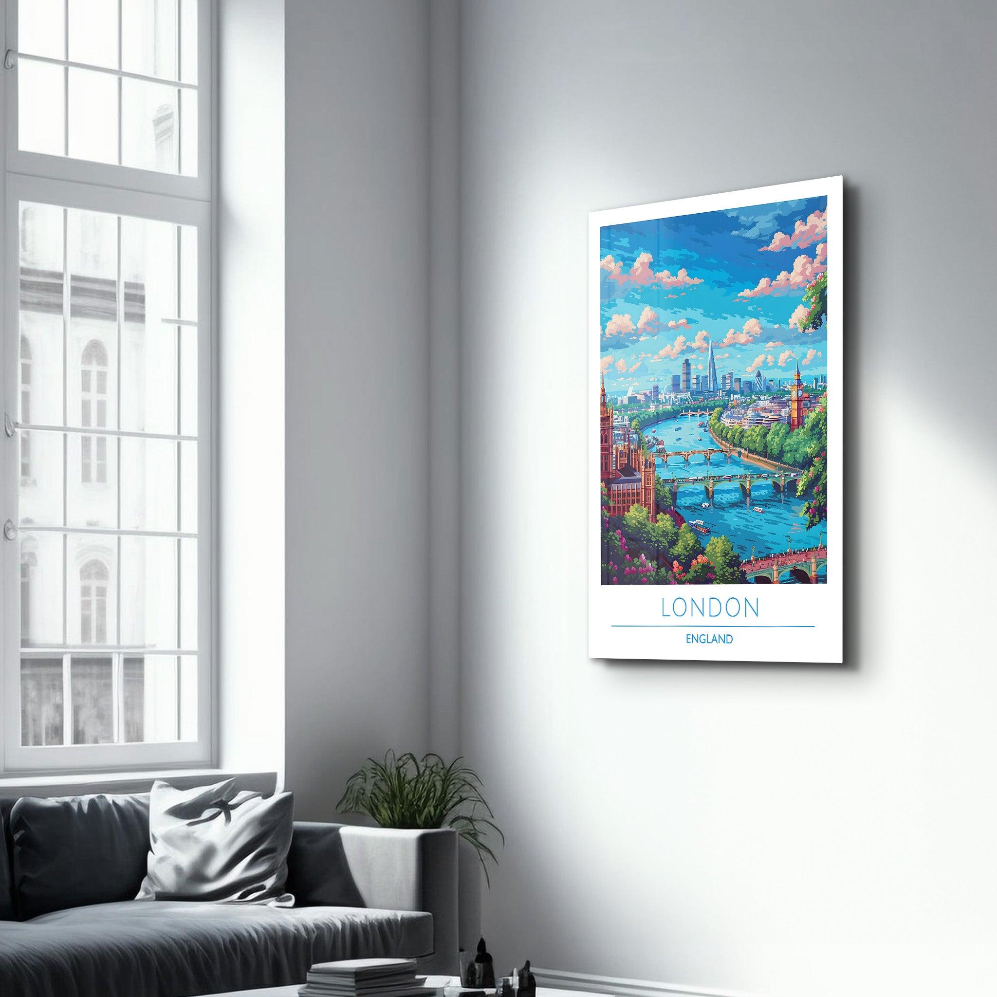 London England 1-Travel Posters | Glass Wall Art - Artdesigna