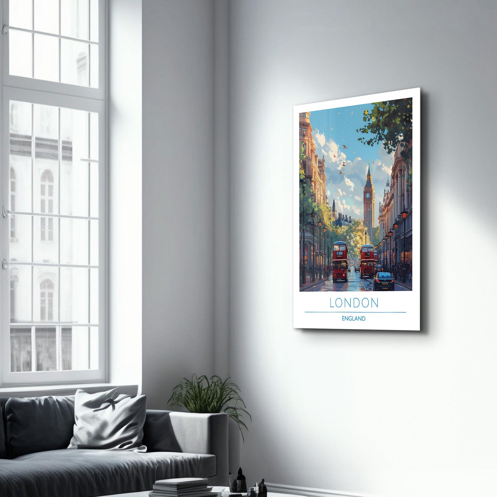 London England 2-Travel Posters | Glass Wall Art - Artdesigna