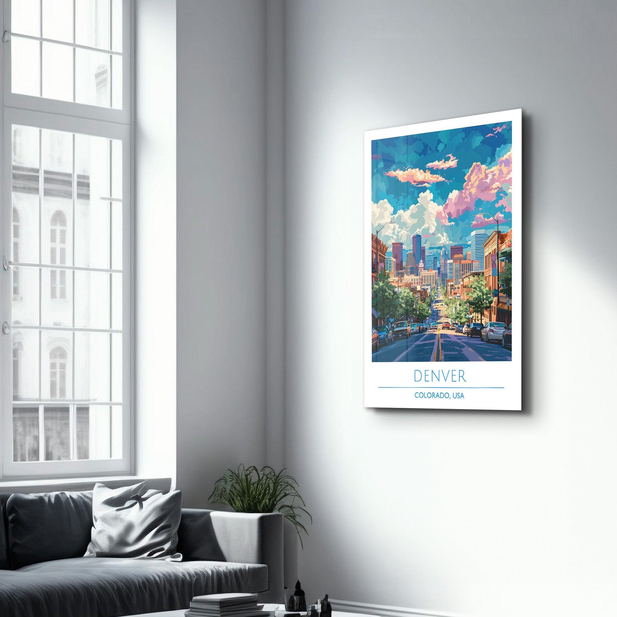 Denver-Colorado USA-Travel Posters | Glass Wall Art - Artdesigna