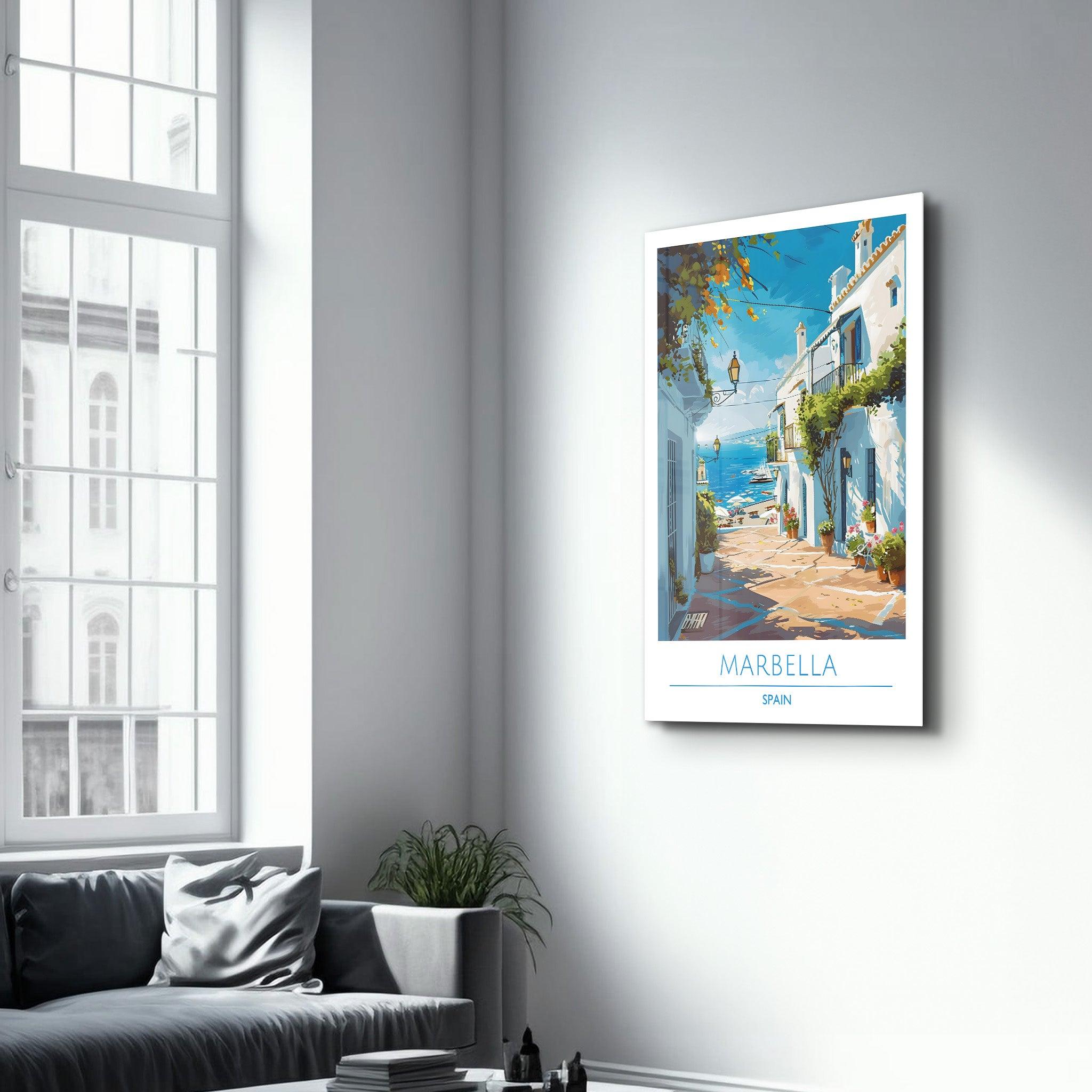 Marbella Spain-Travel Posters | Glass Wall Art - Artdesigna