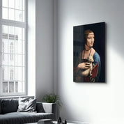 Leonardo da Vinci's Lady with an Ermine (1490) | Glass Wall Art - Artdesigna