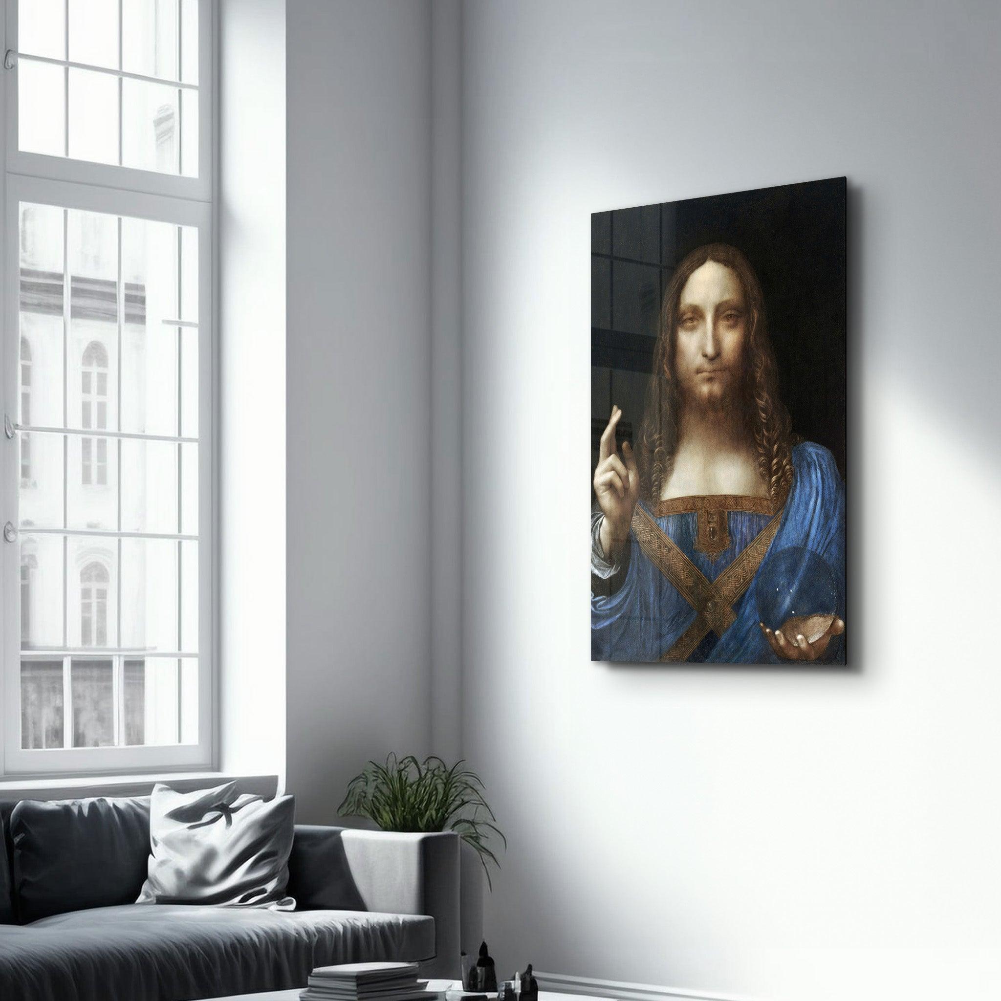 Leonardo da Vinci's Salvator Mundi (circa 1500) | Glass Wall Art - Artdesigna