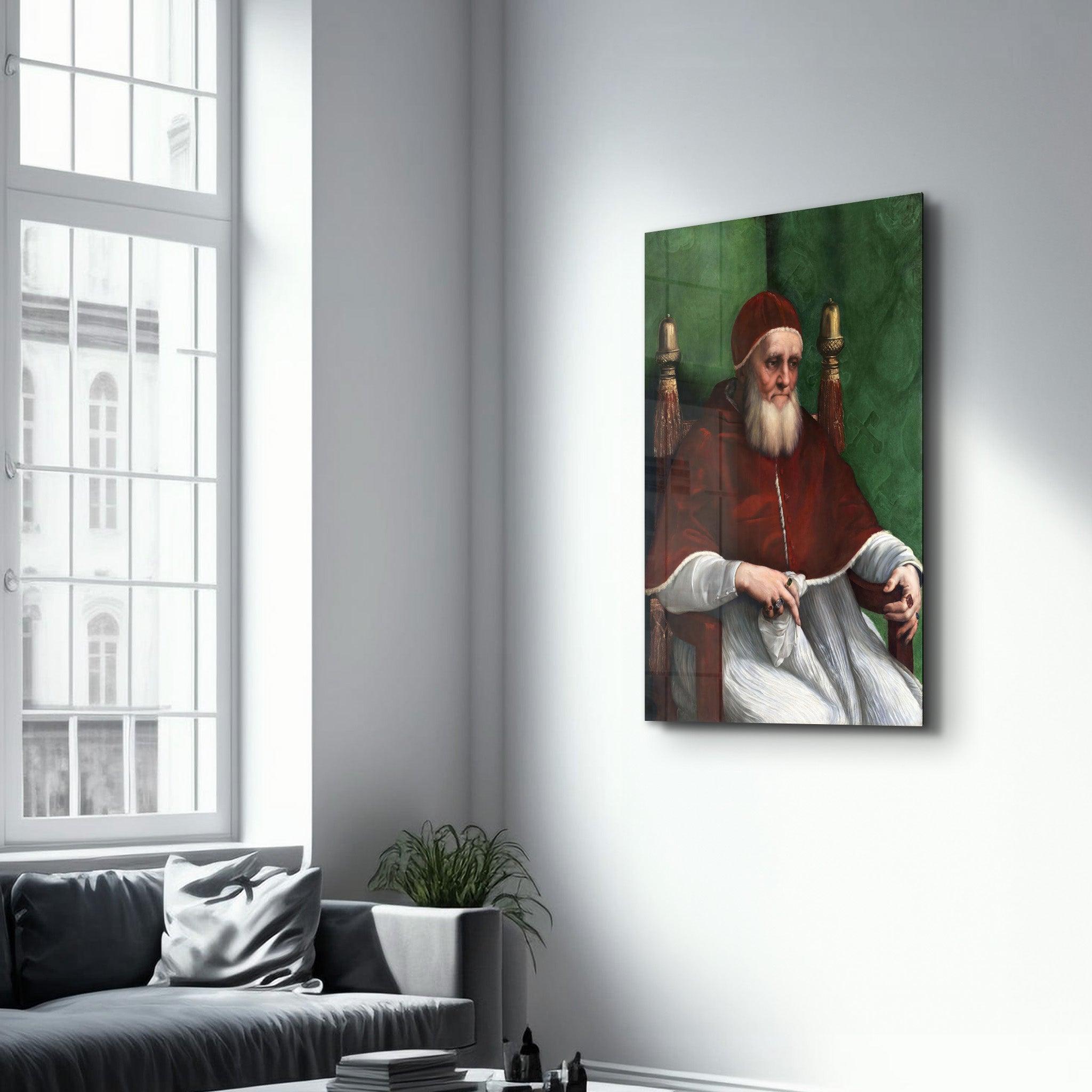 Raphael's Portrait of Pope Julius II (1511) | Glass Wall Art - Artdesigna