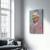 Vincent van Gogh's Self-Portrait with a Gray Straw Hat (1887) | Glass Wall Art - Artdesigna