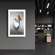 Glass and Butterfly | Glass Wall Art - Artdesigna