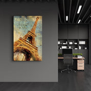 Silhouette Of Eiffel | Glass Wall Art - Artdesigna