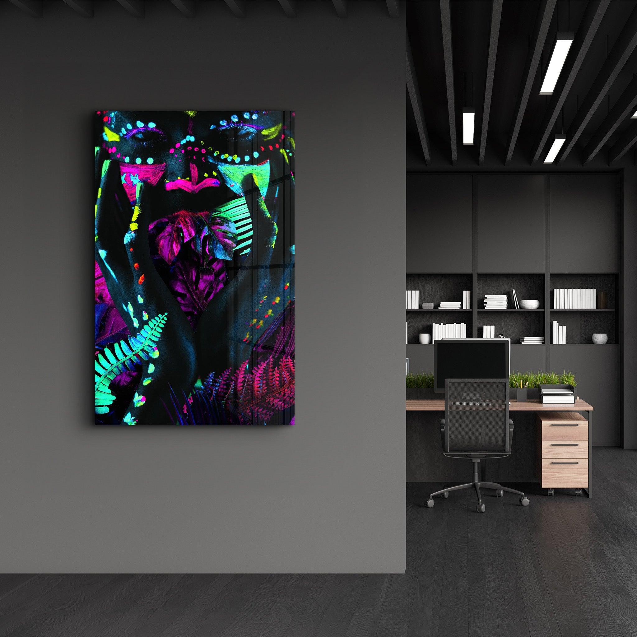 Neon Face | GLASS WALL ART - Artdesigna