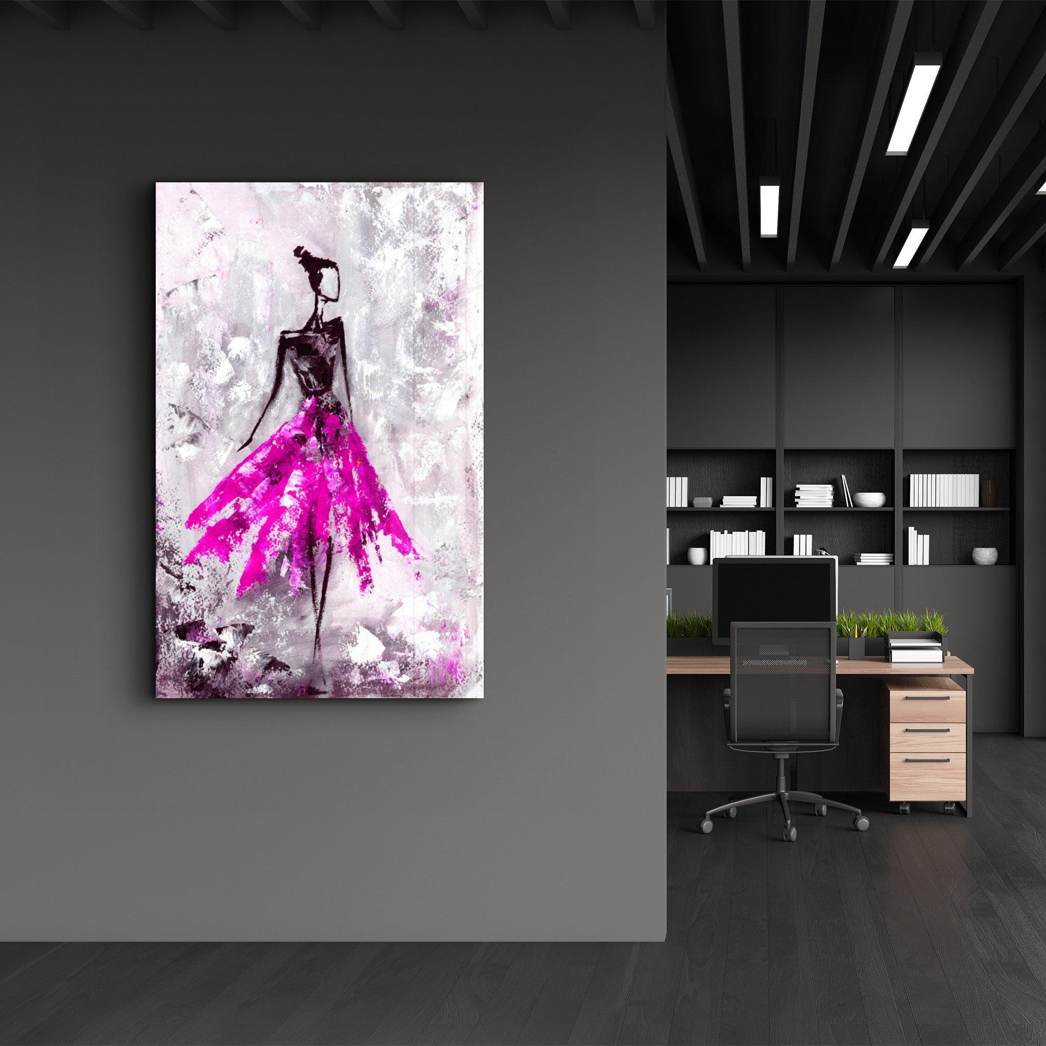 Ballerina (Pink) | Glass Wall Art - Artdesigna