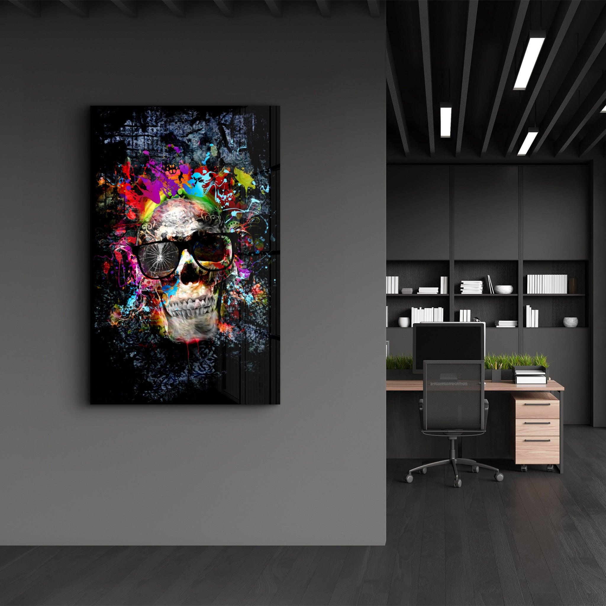 Cool Skull | Glass Wall Art - Artdesigna