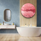 ・"Travertine Stone - PinkRed"・Rounded Glass Wall Art - ArtDesigna Glass Printing Wall Art