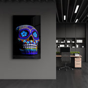 Sugar Skull -Mexican Skull V2 | Designers Collection Glass Wall Art - Artdesigna