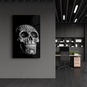 Grey Skull | Glass Wall Art - Artdesigna