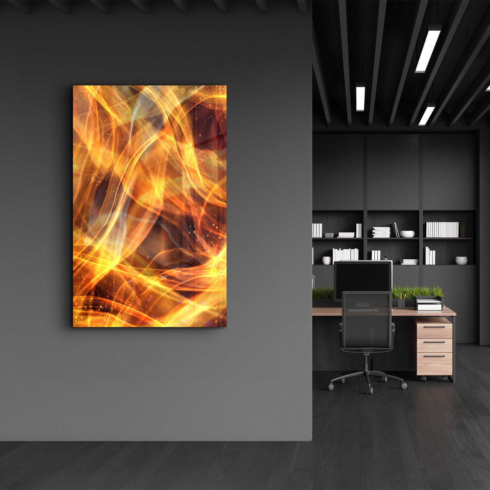 Flame Brush Strokes | Glass Wall Art - Artdesigna