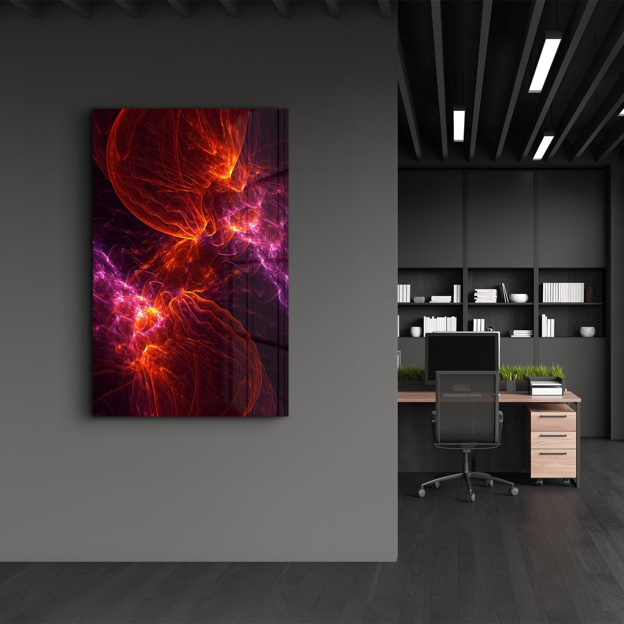 Purple & Red Flames 2 | Glass Wall Art - Artdesigna