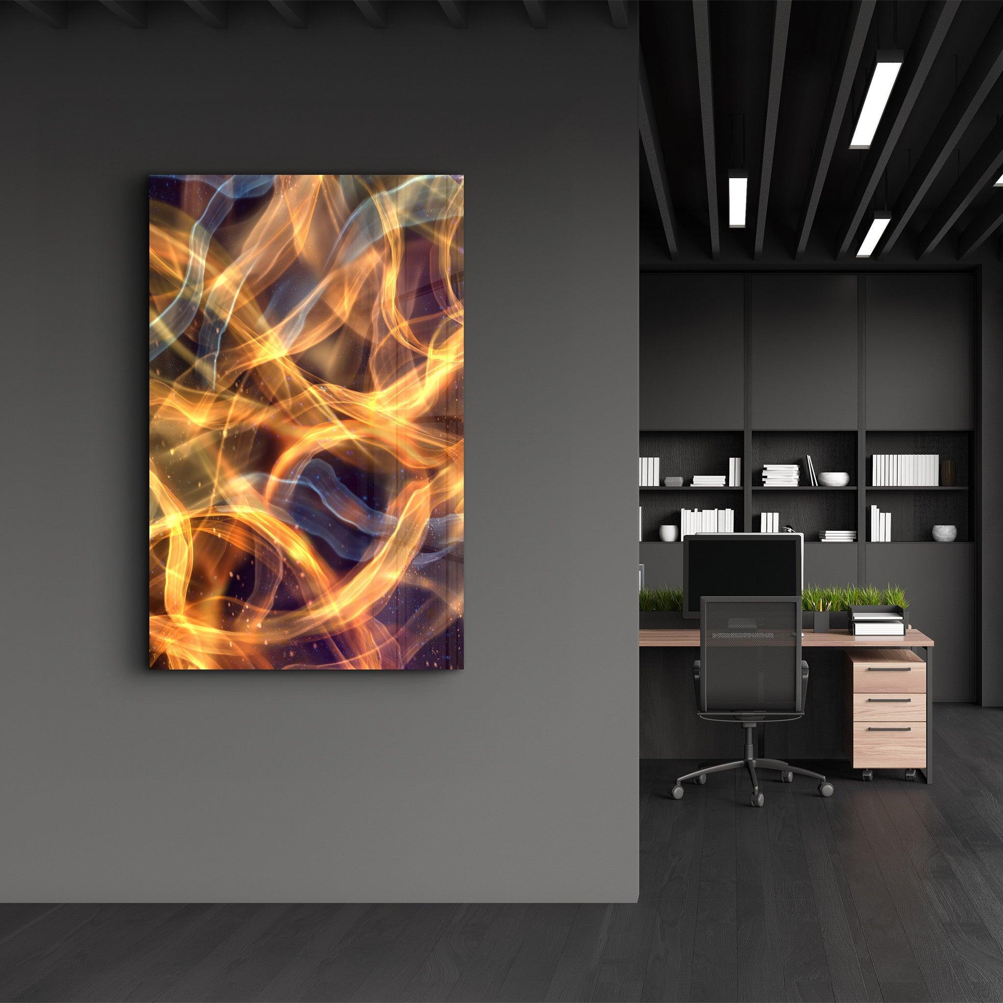 Flame Brush Strokes V2 | Glass Wall Art - Artdesigna