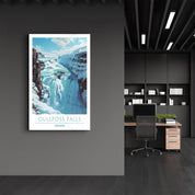 Gullfoss Iceland-Travel Posters | Glass Wall Art - Artdesigna