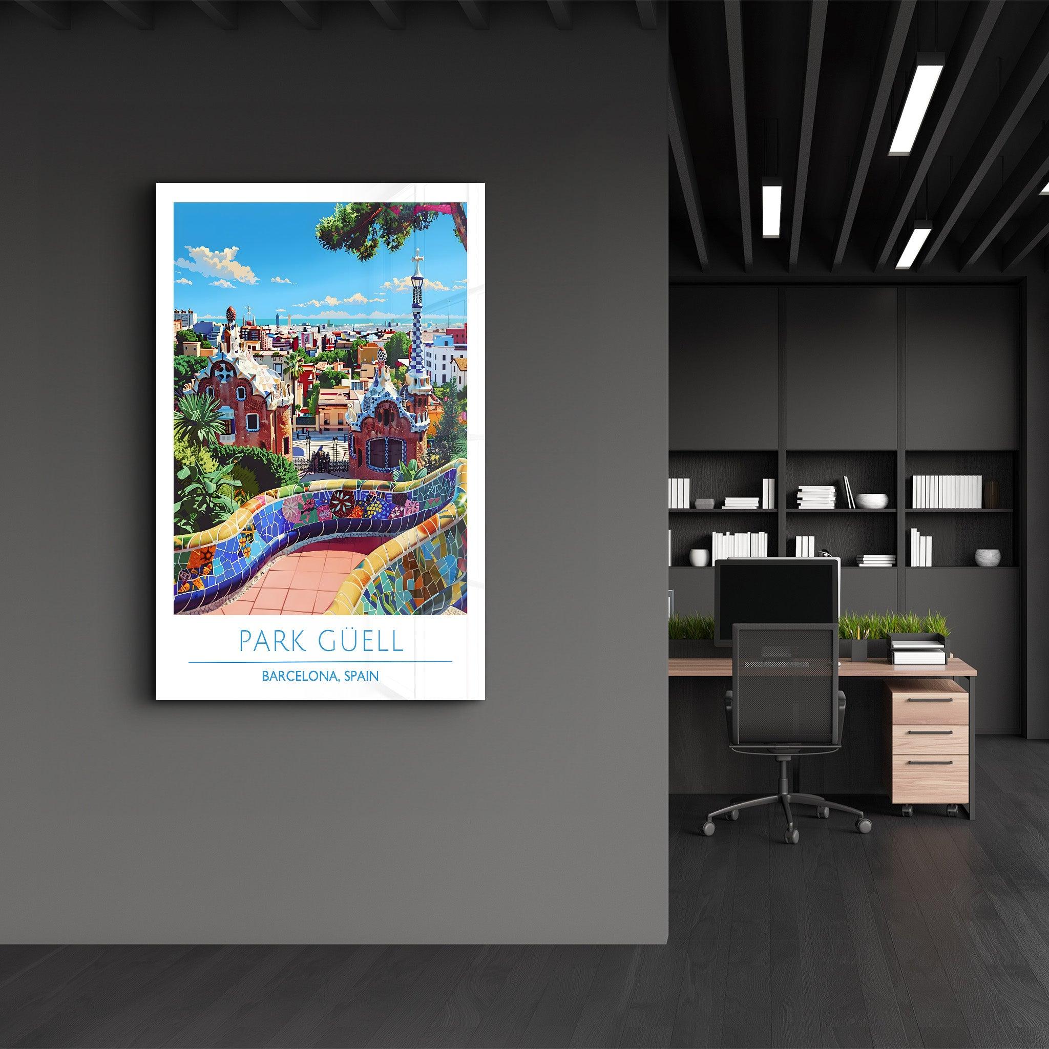 Park Guell 2-Barcelona Spain-Travel Posters | Glass Wall Art - Artdesigna