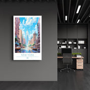 New York USA 2-Travel Posters | Glass Wall Art - Artdesigna