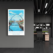 Millennium Bridge-Newcastle England-Travel Posters | Glass Wall Art - Artdesigna